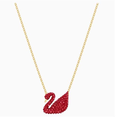 SWAROVSKI Iconic Swan pendant (Swan, Red, Gold-tone plated) - Dây cổ, dây chuyền thiên nga đỏ - NECKLACE - JEWELRY