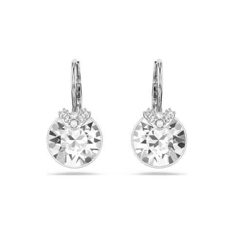CHÍNH HÃNG - SWAROVSKI Bella V drop earrings (Round cut, White, Rhodium plated) - Khuyên tai, đính pha lê trắng - JEWERY