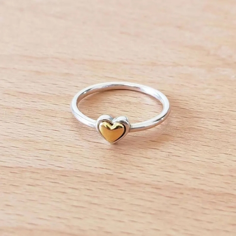 PANDORA Domed Golden Heart Ring (Silver Sterling, 14K Gold plated) - Nhẫn hình trái tim, bạc 925, trái tim mạ vàng 14k - JEWELRY