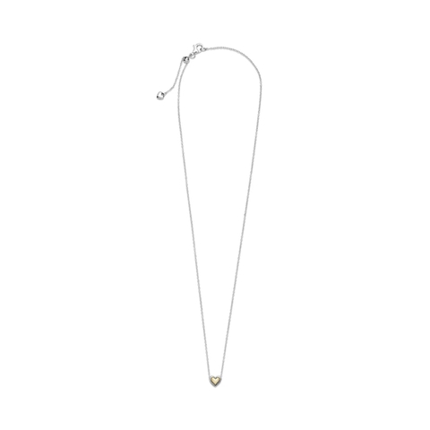 PANDORA Domed Golden Heart Collier Necklace (Sterling Silver, 14k Gold plated) - Dây chuyền/ cổ bạc 925, trái tim mạ vàng 14k - JEWELRY