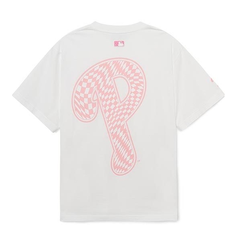 Áo Phông MLB Checkerboard Clipping Logo Overfit Philadelphia Phillies Tshirt