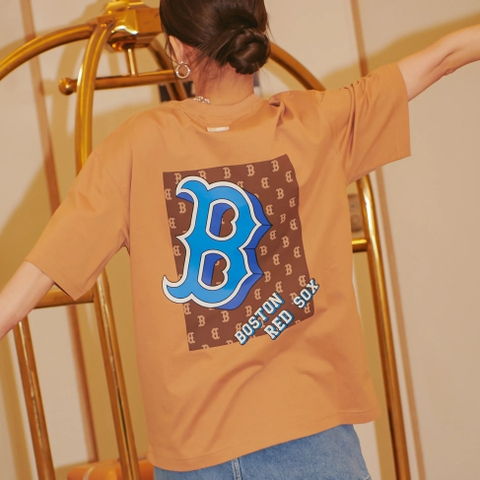 Áo Phông MLB Overfit Monotive Boston Red Sox Tshirt 3ATSM3033-43SAS Màu Nâu