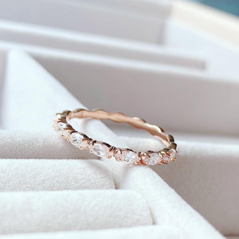 SWAROVSKI Vittore ring (Marquise cut, White, Rose gold-tone plated) - RINGS - Nhẫn pha lê cắt giọt - SWAROVSKI JEWELRY