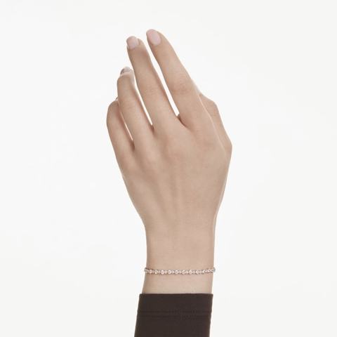 CHÍNH HÃNG - SWAROVSKI Matrix Tennis bracelet (Round cut, White, Gold-tone plated) - Vòng, lắc tay, đính đá pha lê trắng, mạ tone gold - JEWELRY BRACELET