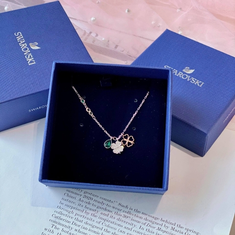 SWAROVSKI Symbolica pendant (Clover, Green, Mixed metal finish) - Dây cổ, dây chuyền, mặt hình cỏ bốn lá- JEWELRY NECKLACE