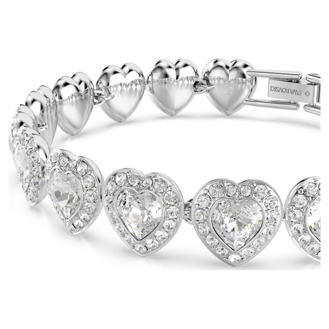 CHÍNH HÃNG - SWAROVSKI x Ariana Grande - Tennis bracelet (Mixed cuts, Heart, White, Rhodium plated) - Vòng, lắc tay, đính đá pha lê đa trắng, trái tim - JEWELRY BRACELET
