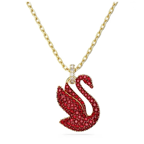 SWAROVSKI Swan pendant (Swan, Medium, Red, Gold-tone plated) - Dây cổ, dây chuyền thiên nga đỏ - JEWELRY NECKLACE