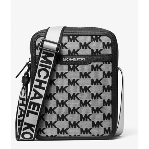 Túi MK Michael Kors Cooper Logo Jacquard Flight Bag Black - Túi đeo chéo nam/nữ màu xám đen