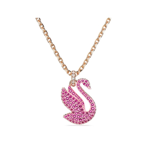 SWAROVSKI Swan pendant (Medium, Pink, Rose gold-tone plated) - Dây cổ, dây chuyền, hình thiên nga, pha lê hồng - JEWELRY NECKLACE