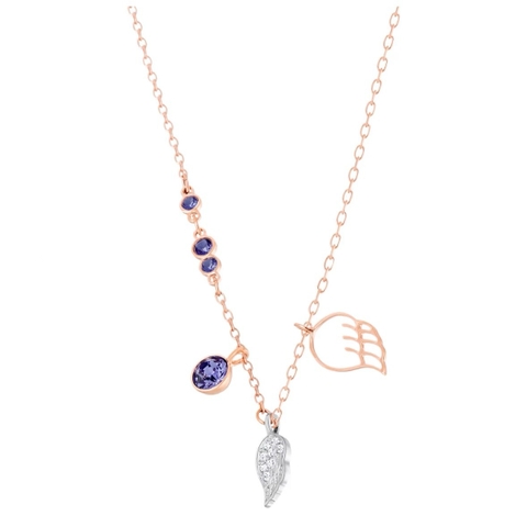SWAROVSKI Symbolica pendant (Wing, Purple, Rose gold-tone plated) - Dây cổ, dây chuyền, mặt hình chiếc cánh- JEWELRY NECKLACE