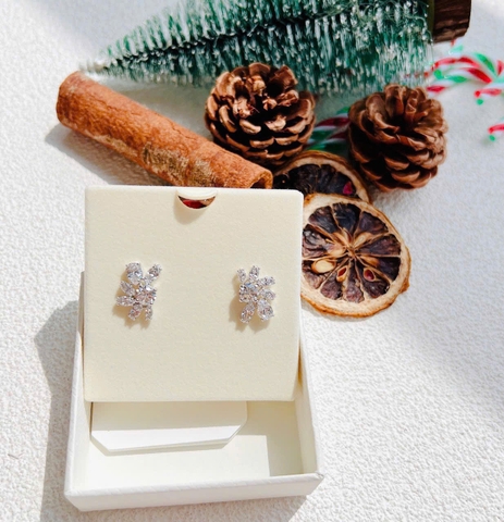 SWAROVSKI Gema Flower stud earrings (White, Rhodium plated) - Khuyên tai, pha lê trắng - JEWERY