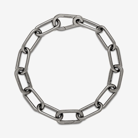 Pandora ME Medium-Link Chain Bracelet (Ruthenium plated) - Vòng/lắc tay hỗn hợp kim loại mạ Ruthenium, dáng mắc xích, có thể đeo thêm charm, màu bạc xám tối