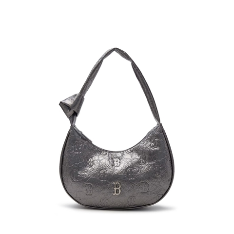 MLB Classic Monogram Crack Embo Hobo Bag Boston Red Sox GREY - Túi xách, đeo vai màu xám