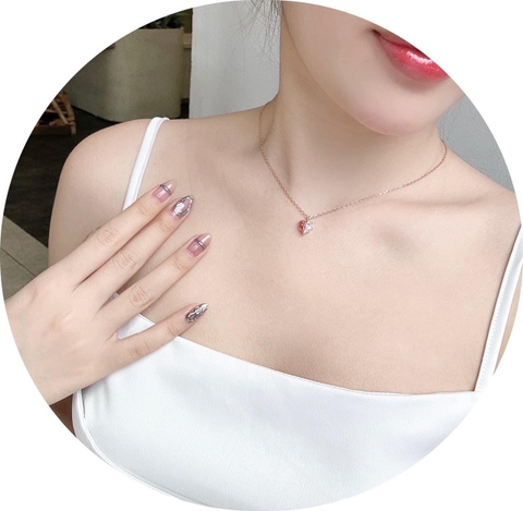 SWAROVSKI Gema Heart necklace (Heart, Pink, Rose gold-tone plated) - Dây cổ, dây chuyền tim ghép trắng và hồng - SWAROVSKI - JEWELRY NECKLACE