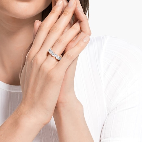 SWAROVSKI Vittore ring (Drop cut, White, Rose gold-tone plated) - RINGS - Nhẫn pha lê cắt giọt - SWAROVSKI JEWELRY
