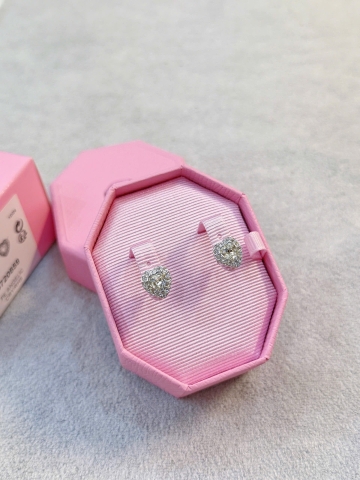 CHÍNH HÃNG - SWAROVSKI x Ariana Grande - stud earrings (Mixed cuts, Heart, White, Rhodium plated) - Khuyên tai, đính pha lê trắng, trái tim - JEWERY