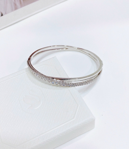 SWAROVSKI Twist bangle (White, Rhodium plated) - Vòng/lắc tay pha lê trắng - JEWELRY BRACELET