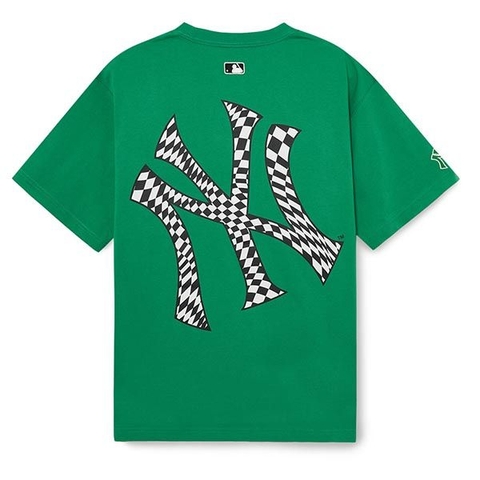 Áo Phông MLB Checkerboard Clipping Logo NY Tshirt