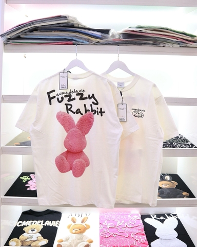 ÁO THUN ADLV DOODLE FUZZY RABBIT CREAM  T-SHIRT - TRẮNG KEM
