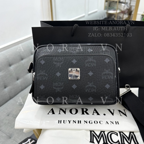 MCM CROSS BLACK BAG TÚI ĐEO CHÉO HAI NGĂN ĐEN