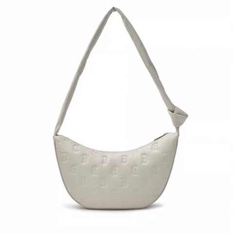 MLB Classic Monogram Crack Emboss Cross Bag Boston B White / Newyork NY Black - Túi xách, đeo vai màu trắng / đen