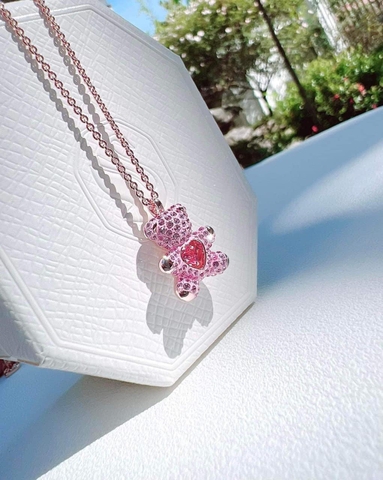 SWAROVSKI Teddy pendant (Bear, Pink, Rose gold-tone plated) - Dây cổ, dây chuyền SWAROVSKI - JEWELRY NECKLACE