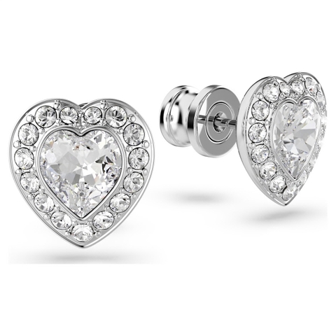 CHÍNH HÃNG - SWAROVSKI x Ariana Grande - stud earrings (Mixed cuts, Heart, White, Rhodium plated) - Khuyên tai, đính pha lê trắng, trái tim - JEWERY