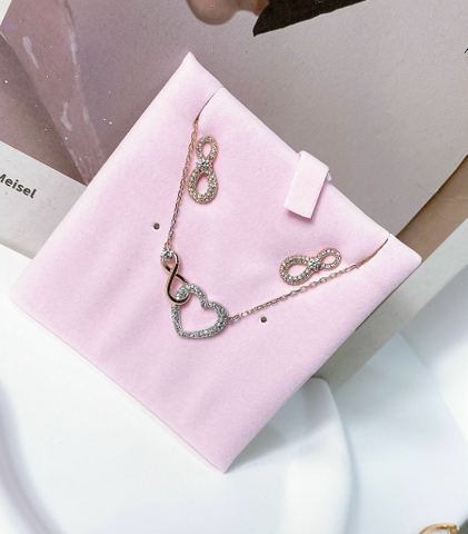SWAROVSKI Hyperbola set (Infinity and heart, White, Mixed metal finish) - EARRINGS & NECKLACE - Khuyên tai + dây cổ hình trái tim vô cực - JEWELRY