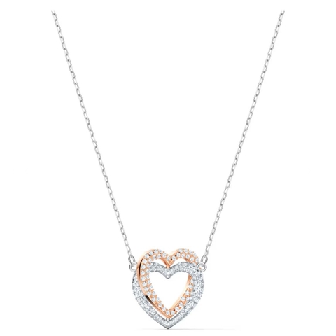 SWAROVSKI Hyperbola necklace (Heart, White, Mixed metal finish) - Dây cổ, dây chuyền hình trái tim đôi - JEWELRY NECKLACE