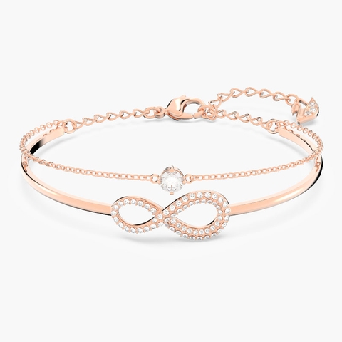 SWAROVSKI Infinity Bangle (White, Rose-gold tone plated) - Vòng/lắc tay vô cực, tình yêu vĩnh cửu, màu vàng hồng - JEWELRY BRACELET