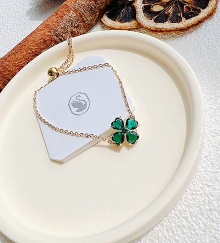 SWAROVSKI Idyllia bracelet (Mixed cuts, Clover, Green, Gold-tone plated) - Vòng/lắc tay Cỏ Bốn Lá - SWAROVSKI - JEWELRY