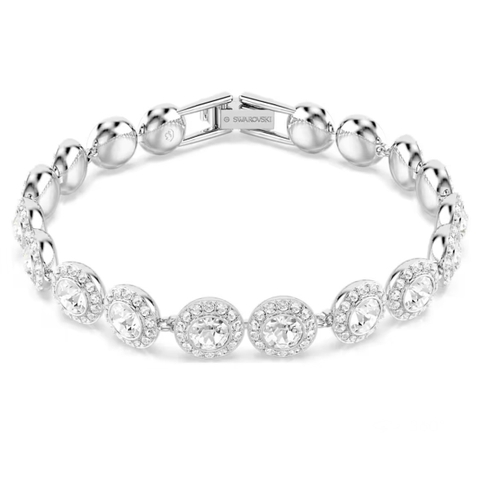 SWAROVSKI Una Angelic Tennis bracelet (Round cut, White, Rhodium plated) - Vòng/lắc tay pha lê trắng, dây trắng - JEWELRY