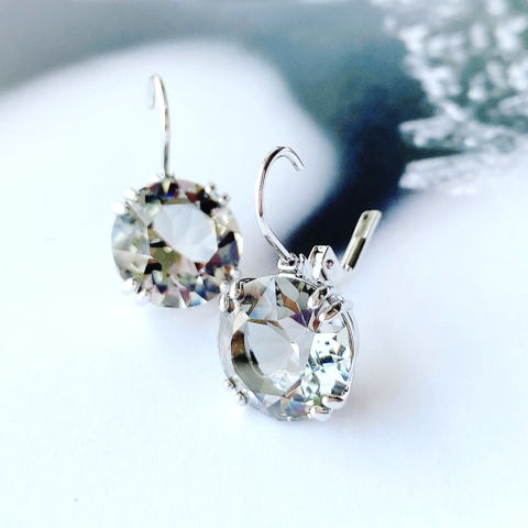 SWAROVSKI Millenia drop earrings (Round cut, Black, Rhodium plated) - Khuyên tai pha lê đen, cắt tròn - JEWELRY