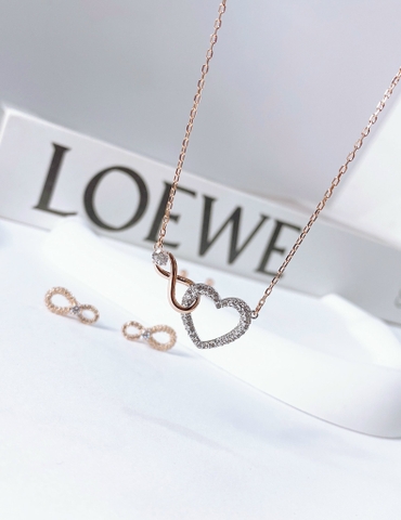 SWAROVSKI Hyperbola set (Infinity and heart, White, Mixed metal finish) - EARRINGS & NECKLACE - Khuyên tai + dây cổ hình trái tim vô cực - JEWELRY