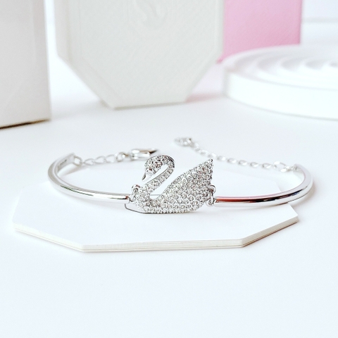 SWAROVSKI Iconic Swan bangle (Swan, White, Rhodium plated) - Vòng/lắc tay thiên nga trắng - BRACELET - JEWELRY