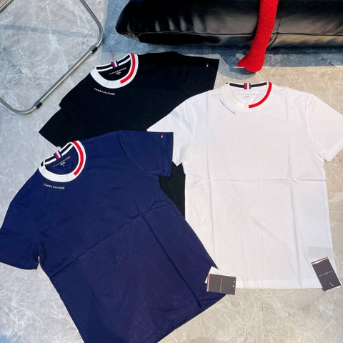 ÁO THUN TOMMY HILFIGER CỔ BO VIỀN TRẮNG/ĐEN/NAVY