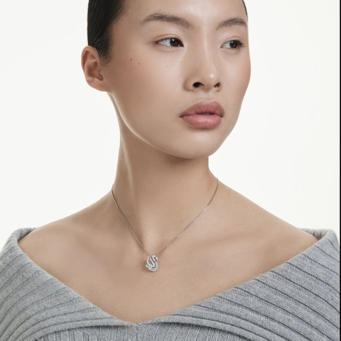 SWAROVSKI Swan pendant (Mixed cuts, Swan, White) - Dây cổ, chuyền, đính đá pha lê trắng, thiên nga - JEWELRY NECKLACE