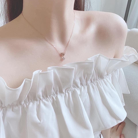 SWAROVSKI Lifelong Heart pendant (White, Rose gold-tone plated) - Dây cổ, dây chuyền HÌNH TIM PHỐI ĐÁ - SWAROVSKI - JEWELRY NECKLACE