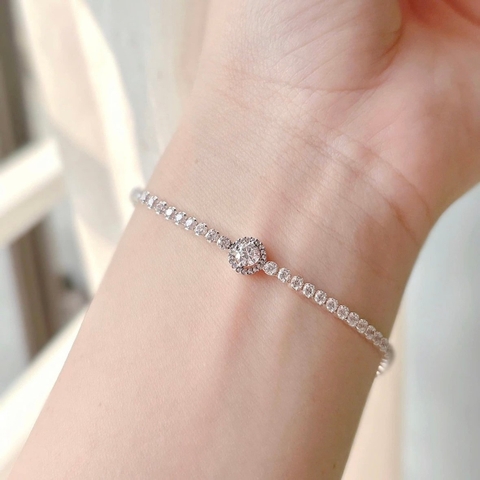 PANDORA Timeless Bracelet (Silver Sterling, White Zirconia) - Vòng/lắc tay bạc 925, đá CZ trắng - JEWELRY BRACELETS