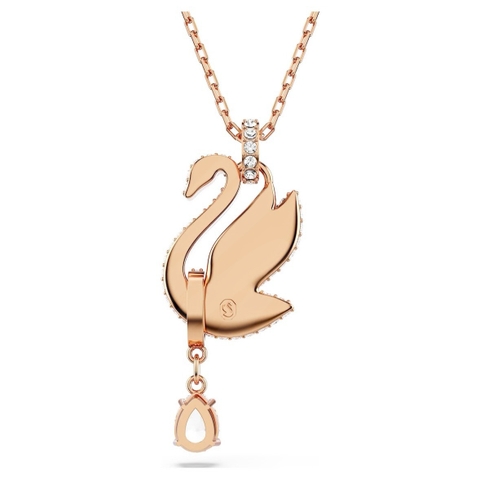 CHÍNH HÃNG - SWAROVSKI Swan pendant (Black, Rose gold-tone plated) - Dây cổ, chuyền thiên nga pha lê đen, giọt nước rơi - JEWELRY NECKLACE