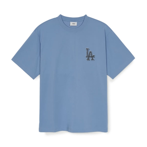 MLB Denim-like monotiv overfit functional short-sleeve T-shirt LA Dodgers Blue - Áo thun cổ tròn, tay lở màu xanh