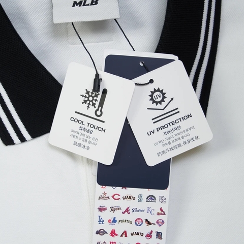 Áo MLB Basic collar color matching computer fit shirt New York Yankees White POLO