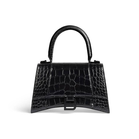 TÚI BALENCIAGA HOURGLASS SMALL CROCODILE IN BLACK (da CROC)