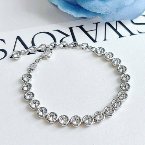 SWAROVSKI Imber Tennis bracelet (Mixed round cuts, White, Rhodium plated) - Vòng, lắc tay, vòng tròn đính pha lê trắng, khoá cài - JEWELRY BRACELET