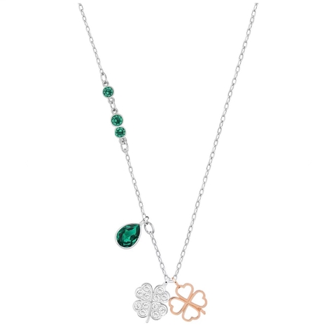 SWAROVSKI Symbolica pendant (Clover, Green, Mixed metal finish) - Dây cổ, dây chuyền, mặt hình cỏ bốn lá- JEWELRY NECKLACE