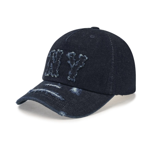MŨ MLB BASIC MEGALOGO DENIM 5PANEL BALL CAP NEW YORK YANKEES NY DARK BLUE - MŨ LƯỠI TRAI, NÓN KẾT MÀU XANH ĐẬM