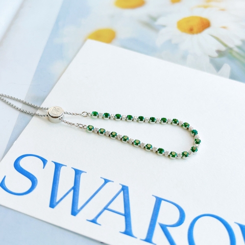 SWAROVSKI Subtle bracelet (Round cut, Green, Rhodium plated) - Vòng/lắc tay pha lê trắng, xanh - JEWELRY