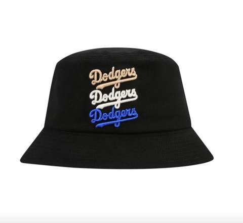[SALE] Mũ MLB Bucket Logomania LA Dodgers Black - Mũ vành tròn màu đen