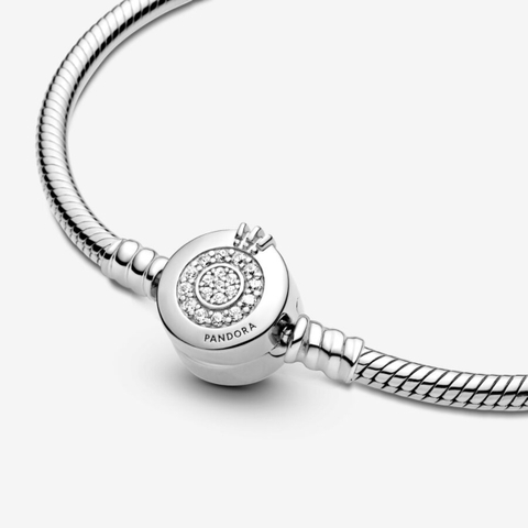 Pandora Moments Snake Chain Bracelet (Crown O Clasp, Silver Sterling) - Vòng/lắc tay bạc 925, khoá tim vương miệng, dáng mềm - JEWELRY BRACELET