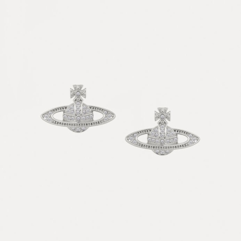 VIVIENNE WESTWOOD Mini Bas Relief Earrings - Khuyên tai hình quả cầu hai chiều, phối đá pha lê trắng - JEWELRY EARRINGS